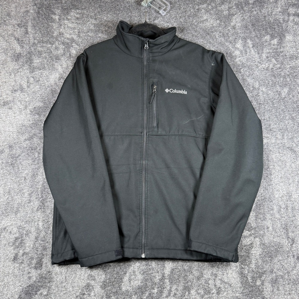 Columbia Mens Ascender Softshell Jacket Black Full Zip Fleece Lined WM6044 L